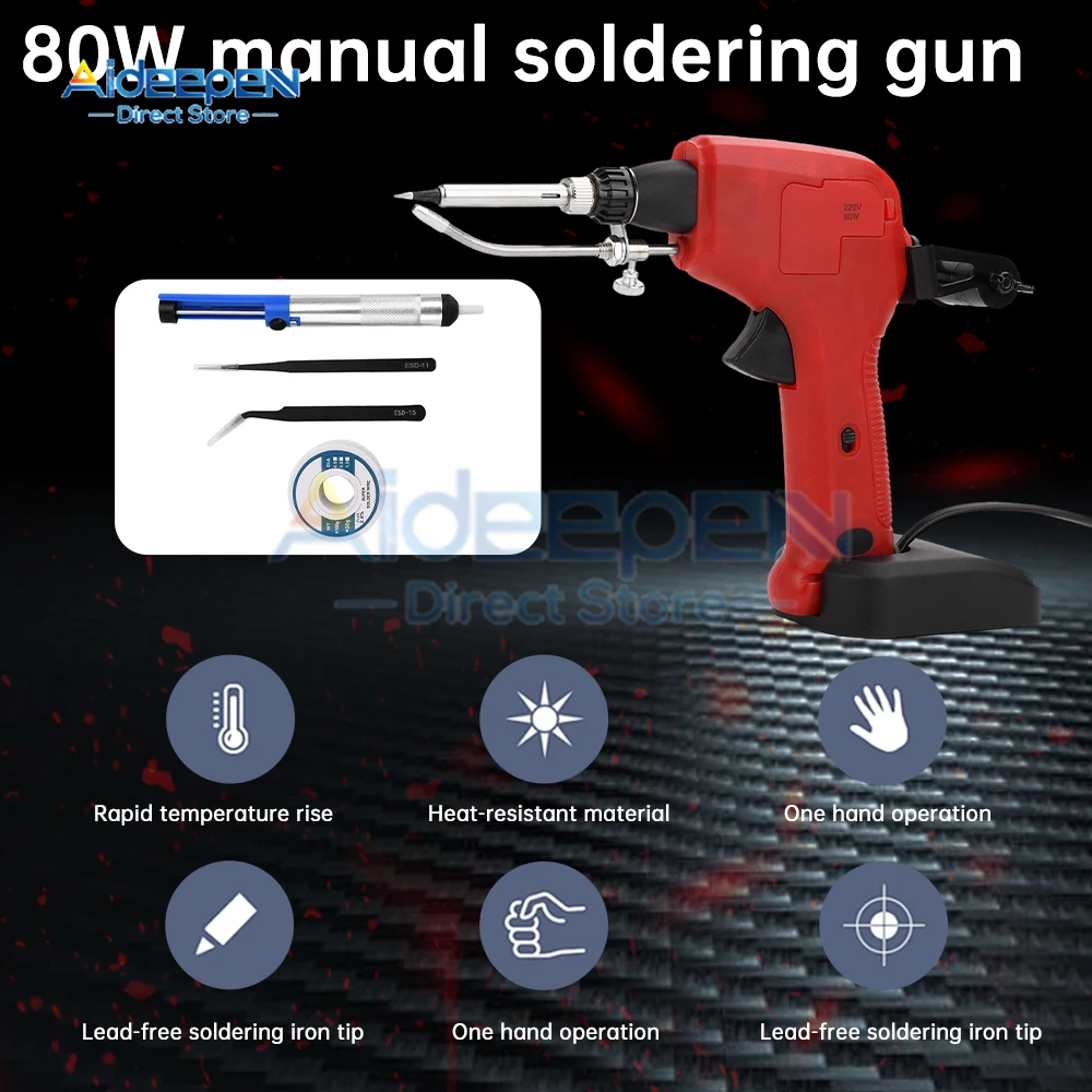 

Red Soldering Iron 80W Eagle Beak Heat Absorbing Handheld Gun 50G Wire Heating Home Repair Internal Tools Hand Spot Tin