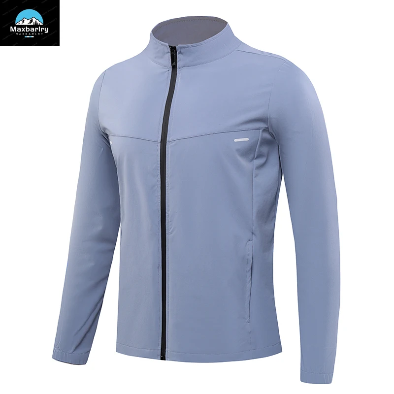 2024 Quality Long Sleeve Jacket Men's Casual Fashion Solid Color Zipper Windproof Bicycle Coat Running Fitness Men's Sportswear