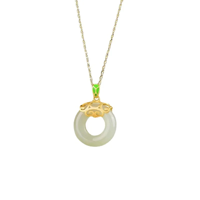 Hetian Jade Safety Buckle Pendant Light Luxury High Grade Jade Pendant Necklace for Men and Women Couples Gifts