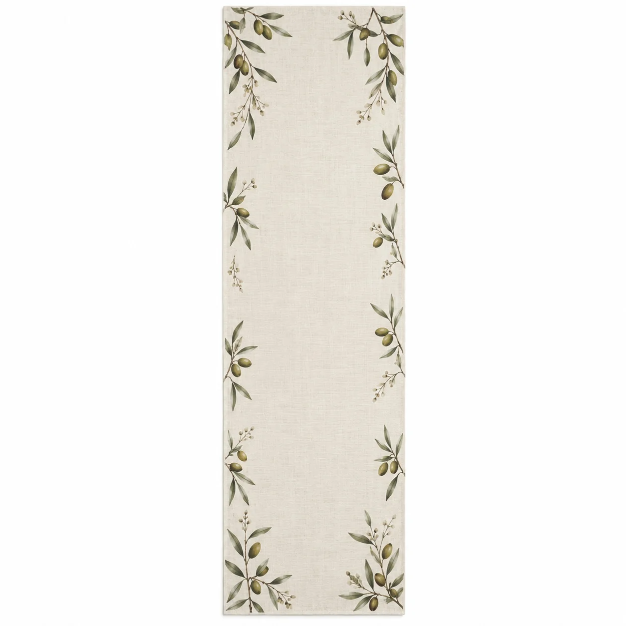 Olive Leaf Table Runner Linen Texture Dining Table Decor Mediterranean Style Farmhouse Kitchen Wedding Holiday Home Decoration