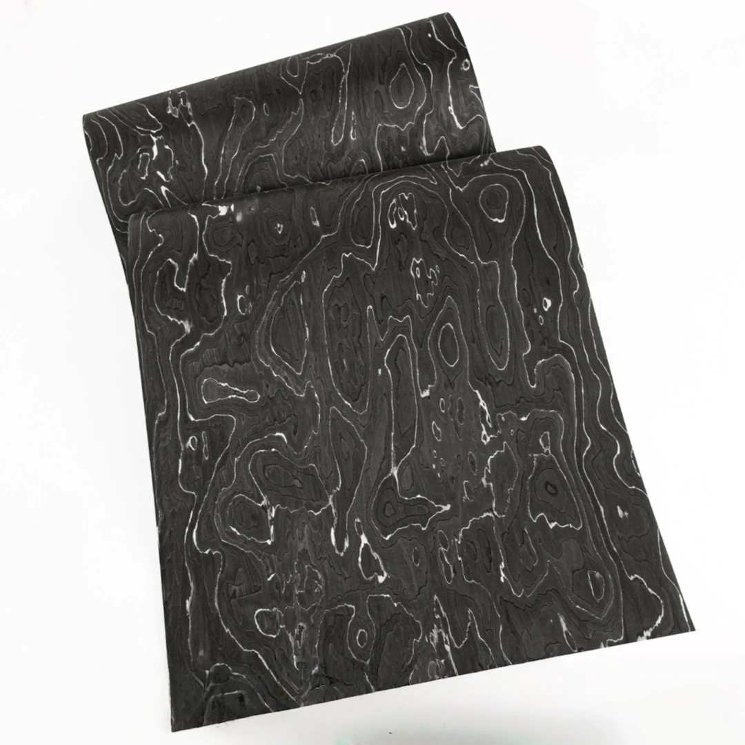 

58x250cm Premium Obsidian Contour Burl Engineered Wood Veneer for Furniture DIY Inlay Decoration
