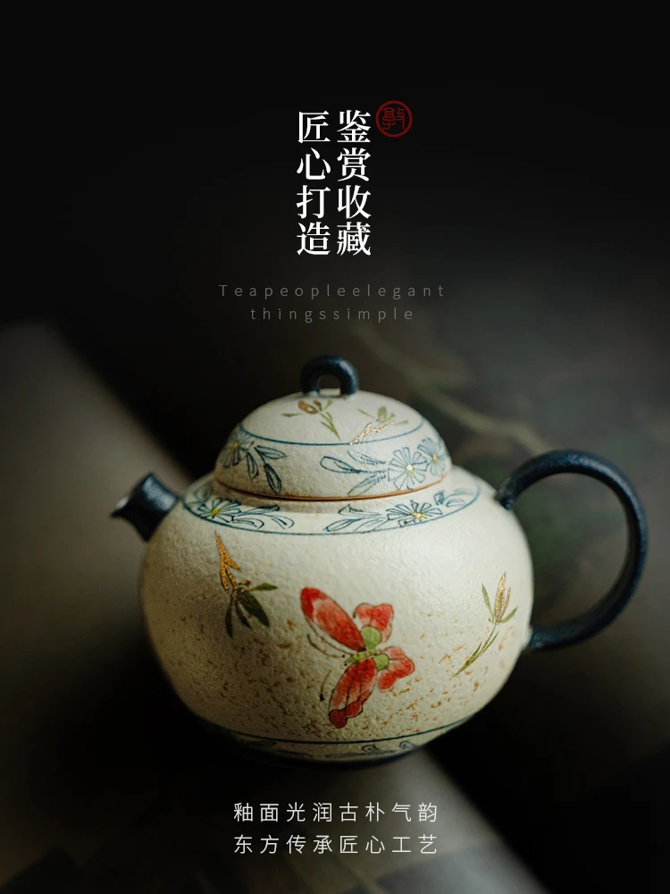 

Blue and White Fire Stone Red Ceramic Teapot Tea Cup Creative Pure Hand Drawing Orchid Gift Box