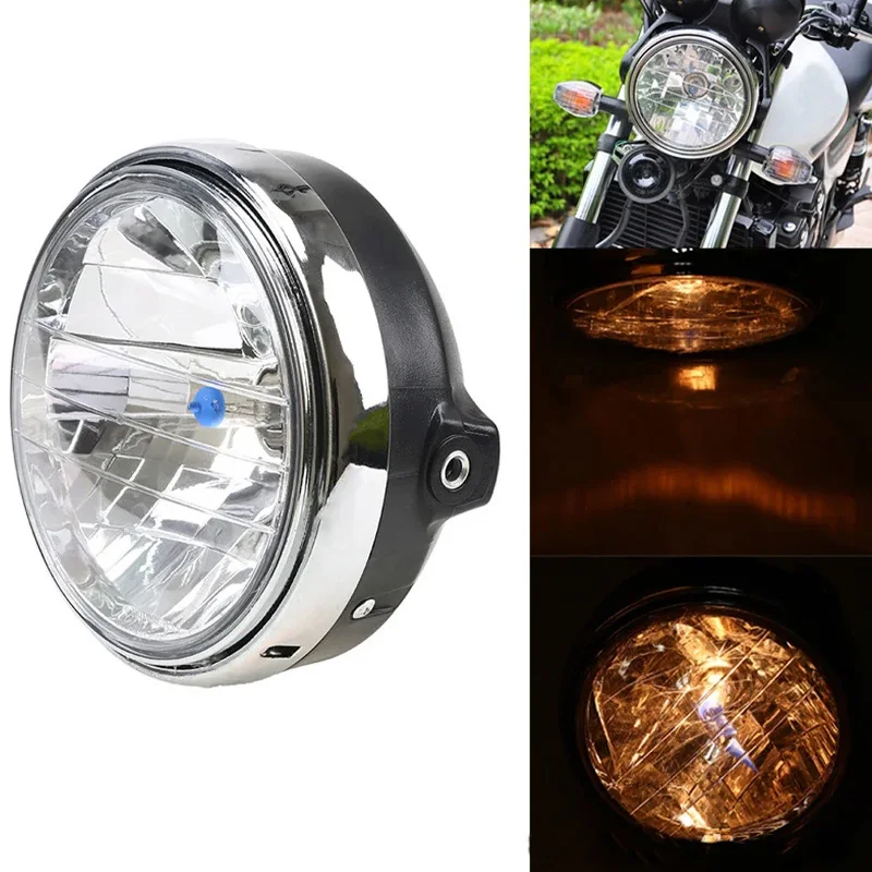 12V Motorcycle Retro Headlamp Front Headlight Halogen Amber Turn Signal Head Lamp Fit for CB400/Hornet 250/VTEC