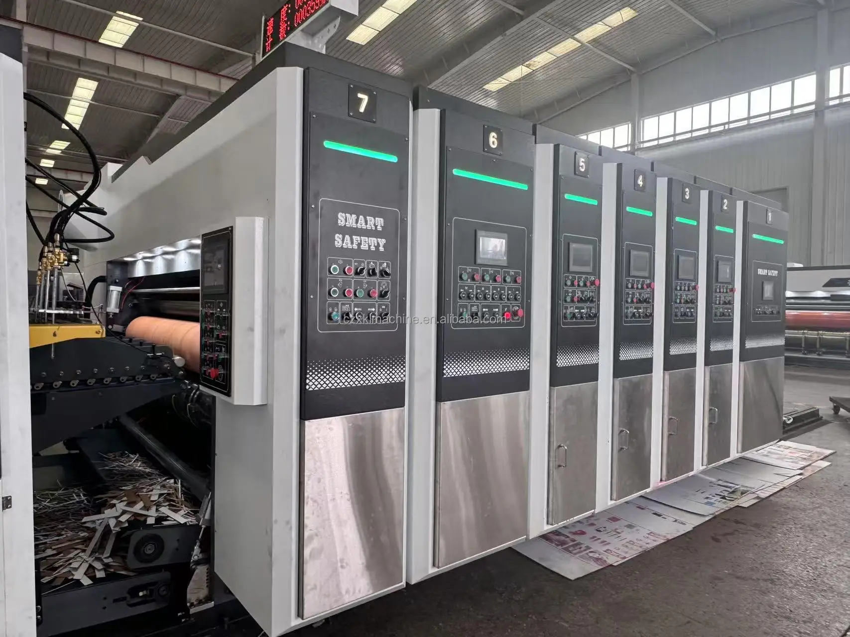 XKL Automatic Corrugated Boxes Packaging Machine Flexo Printing Slotting Folder Gluer Strapping Machine FFG Case Maker