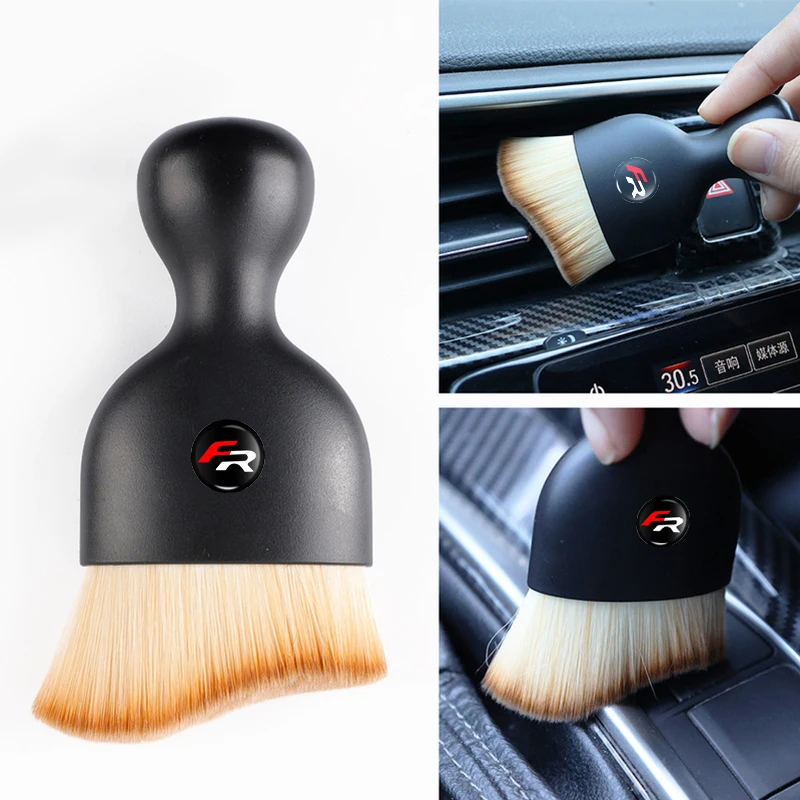 2Pcs Car Logo Cleaning Brush Interior Air Vent Dusting Brush For Seat Leon Ibiza 5f mk3 6j 6l Ateca Formentor Tarraco FR Arona T