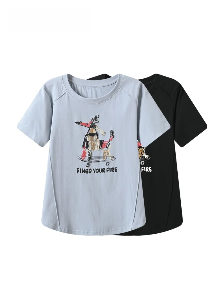 

plus Size Women's Short Sleeve T-Shirt Casual round Neck Top Cotton Summer Fashion Slimming Comfortable Fit Shoulder Length