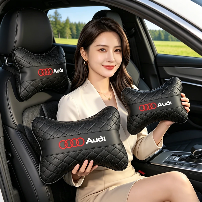 Audi Autositz-Kopfstützenkissen Lendenkissen Zubehör für Audi Sline A2 A3 A4 A5 A6 A7 A8 B9 B6 C6 Q2 Q3 Q4 Q5 Q6 Q7 TT