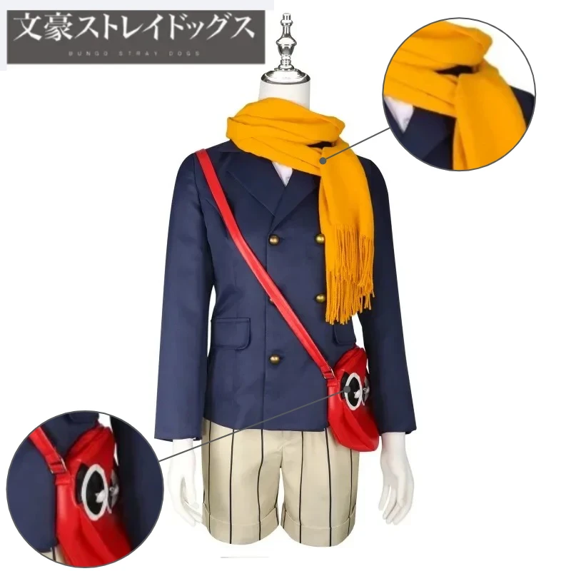 Bungo Stray Dogs Yumeno Kyusaku Dazai Osamu Anime Cosplay Costume Suits Plush Doll Hat Wig Set Halloween Party Outfit view 2