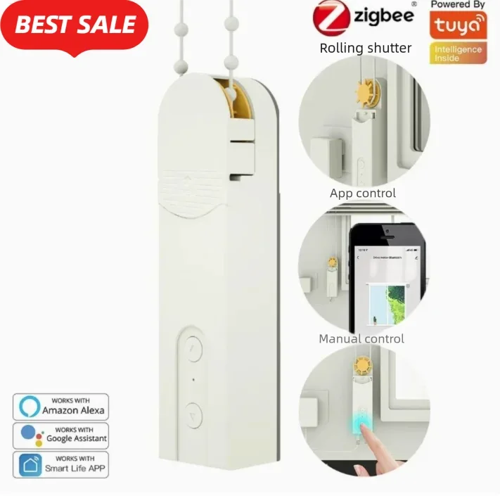 Smart Home Bead Chain Roller Blind Motor - App Timed Voice Controlled Intelligent Pull Cord Curtain Motor for Home Automation