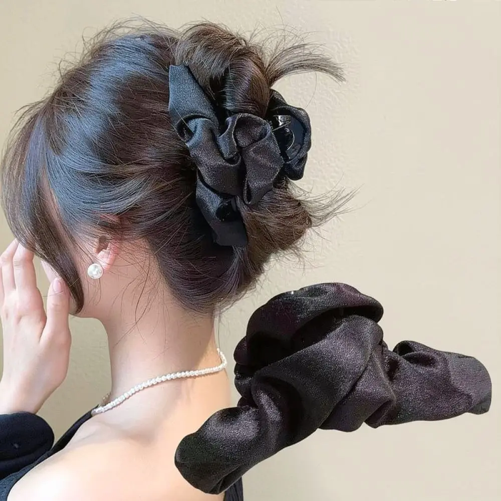 Modern Satin Large Hair Claw Clip Stylish Shark Clip Decorative Hair Accessories For Women Elegant Updo Pony Styling Tool