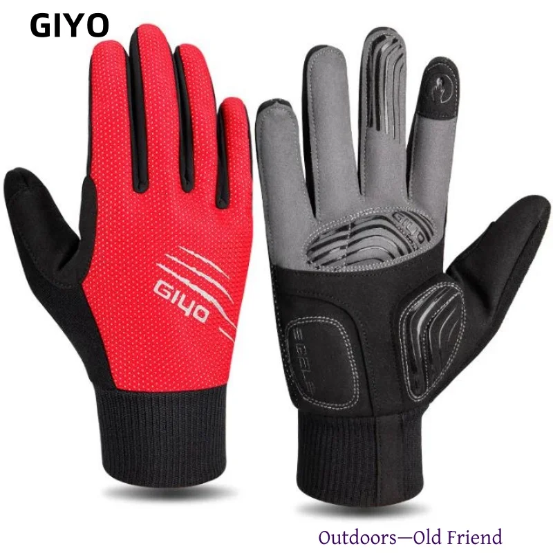 

1 Pair GIYO Cycling Winter Warm Full Finger Gloves Men Women Thermal Touch-screen SBR Filling Thicken Shockproof Bicycle Gloves