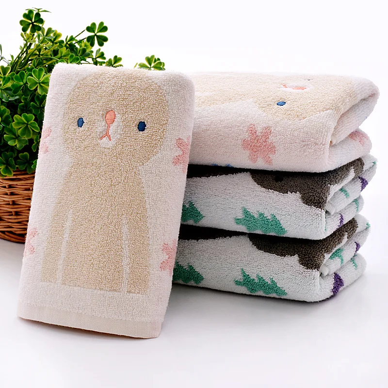 Cartoon Face Terry Towels for Children, 100 Cotton, 25*50 cm, High Quality