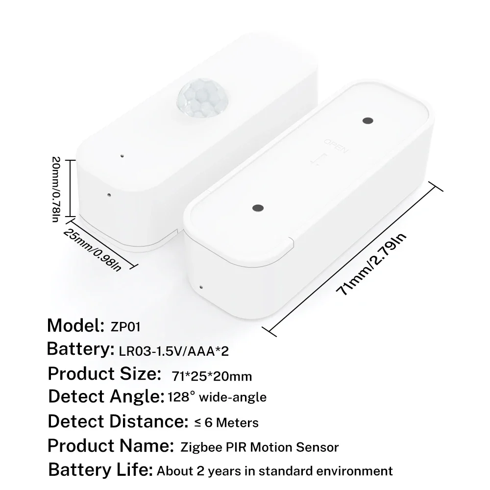 PIR Smart Human Body Home Burglar Sensor Tuya Zigbee Motion Sensor APP Remote Control Smart Life for Smart Home Work with Alexa