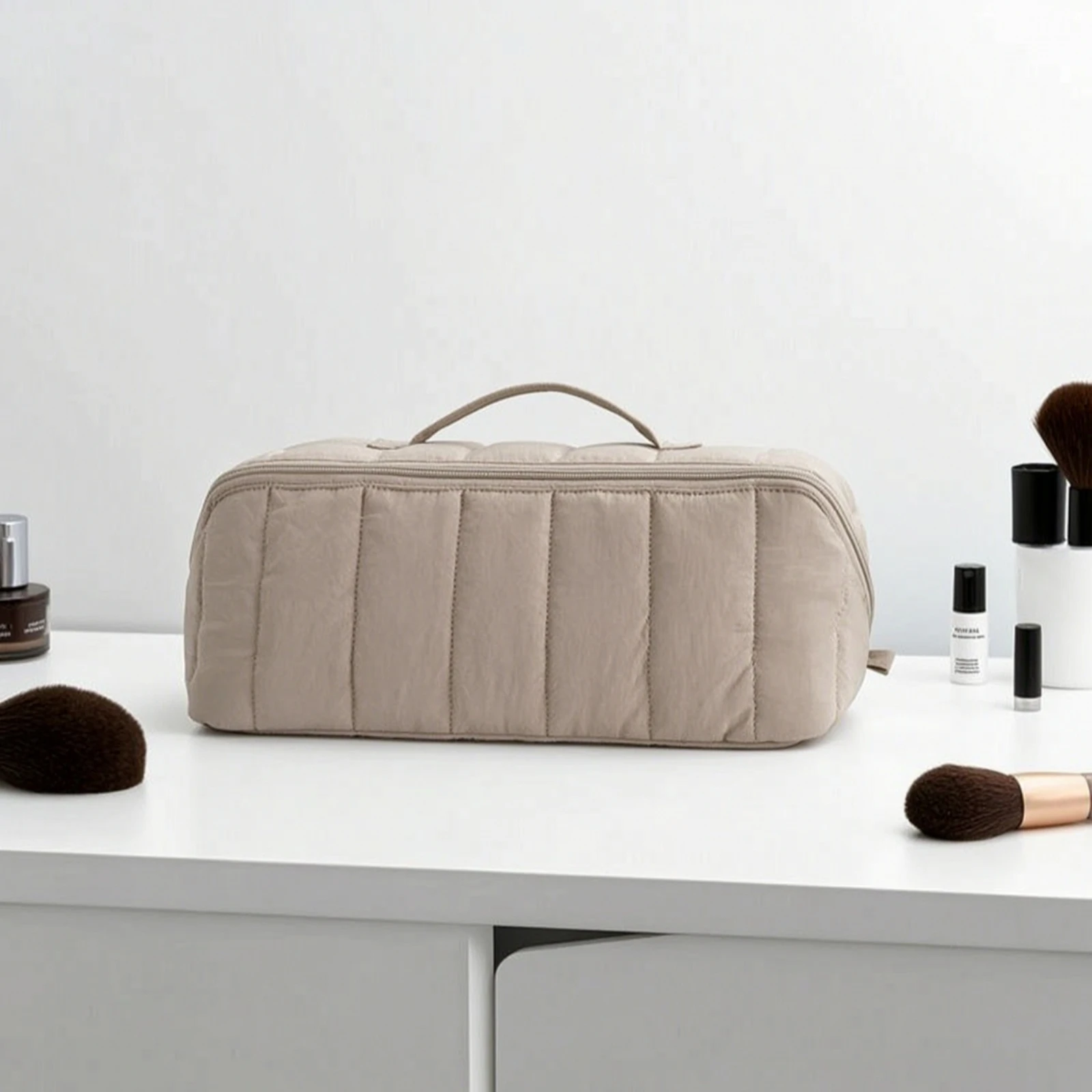 Hair Tool Bag with Handle Padded Makeup Pouch with Handle Makeup Bag Portable Cosmetic Pouch Structured for Travelers, Bathroom