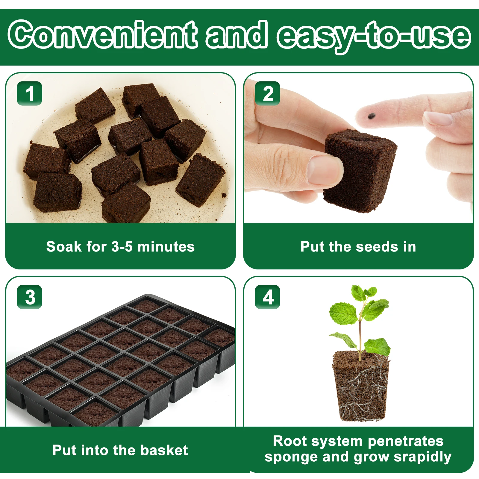 50 قطعة تنمو الإسفنج المائية كاتب المقابس البستنة البذور كاتب الإسفنج شق مائل البذر وقطع كتلة الركيزة #4