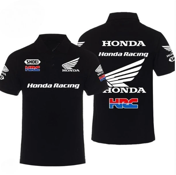 

Мужская хлопковая рубашка поло Honda Motorcycle Racing Wings с логотипом 2300, летняя уличная одежда, рубашка поло высокого качества