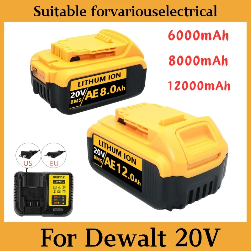 Batería de iones de litio de repuesto para DeWalt, herramienta eléctrica de 20 V, DCB200, 6.0Ah, 18.0Ah, DCB205, DCB201, DCB203, máx. de 20 voltios con cargador