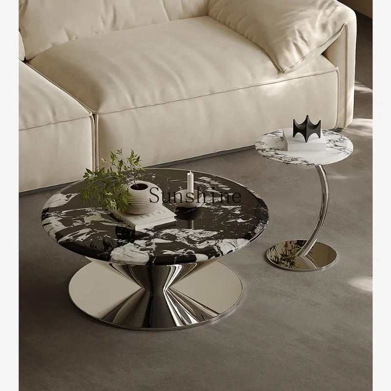 Italian marble special-shaped coffee table minimalist creative flying saucer size round coffee table combination