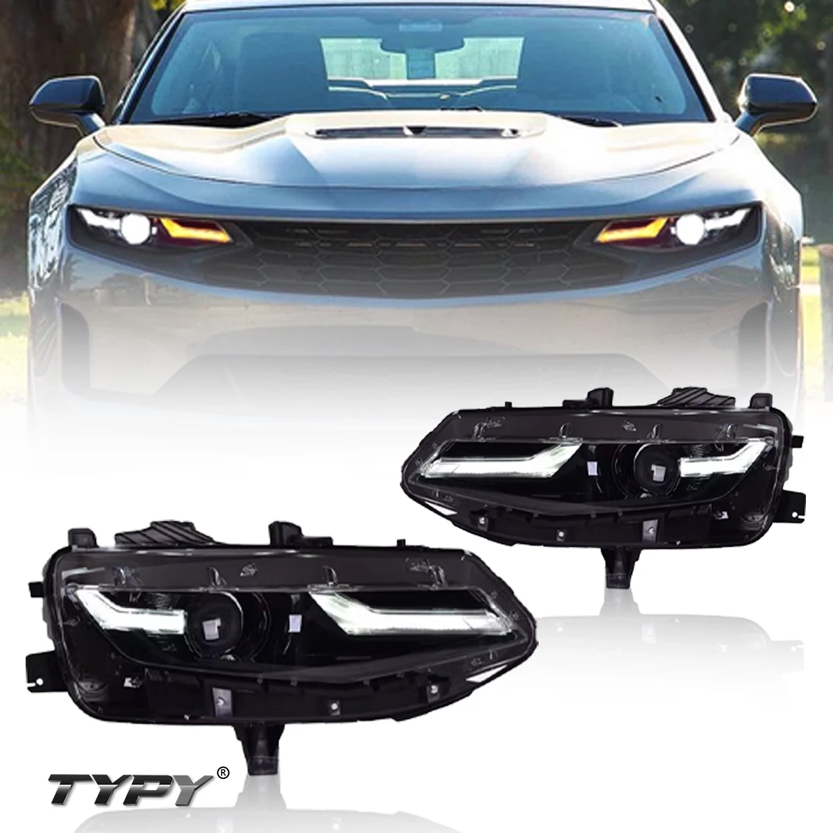 

TYPY New LED Headlight Upgrade Modified Full Head Lamp For Chevrolet Camaro 2020-2023 Turn Signals Daytime Running Lights