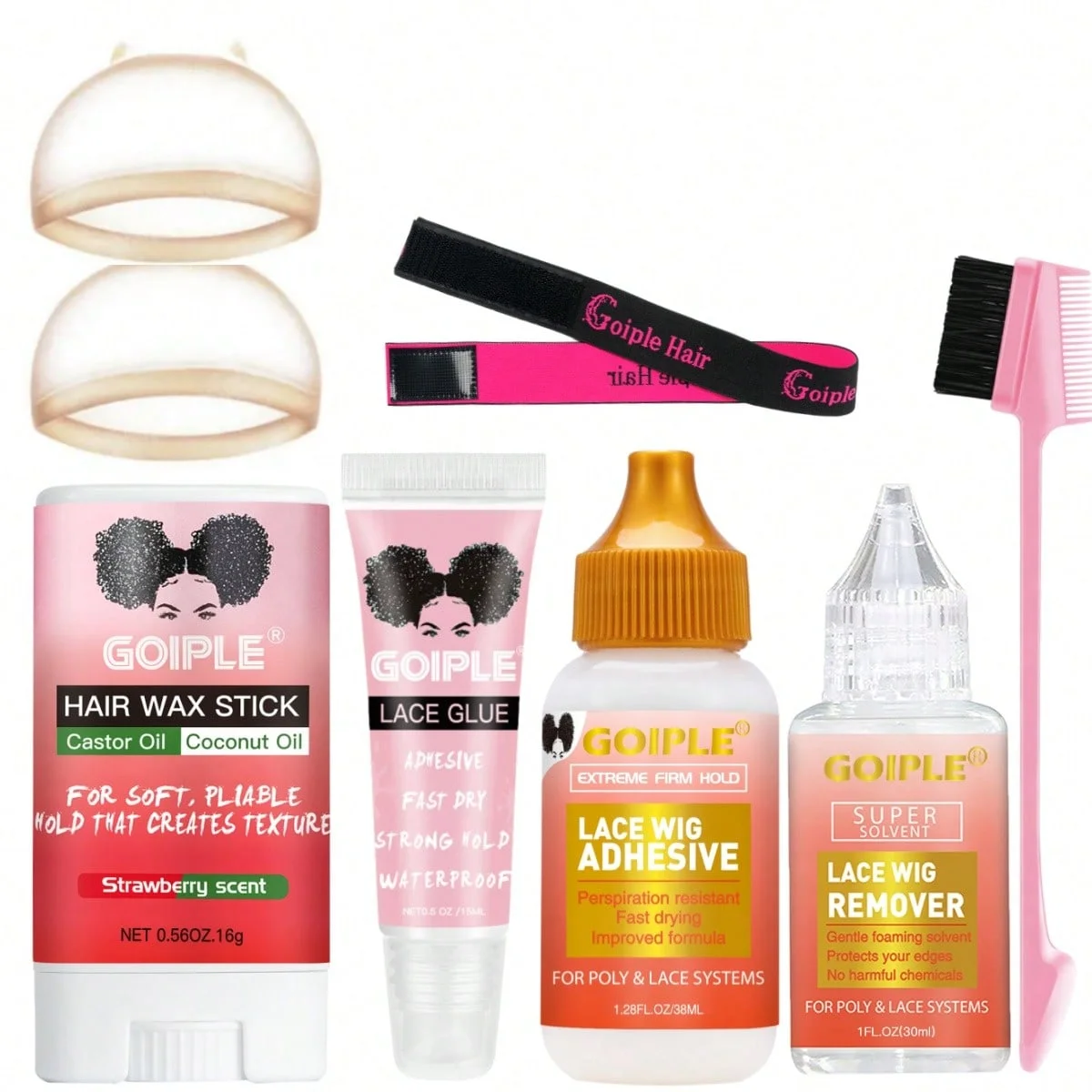 Slick Hair Wax Stick Lace Glue Waterproof Adhesive Liquid Remover,Band Hair Brush HD Wig Cap Extra-strong Wigs Bonding Adhesive