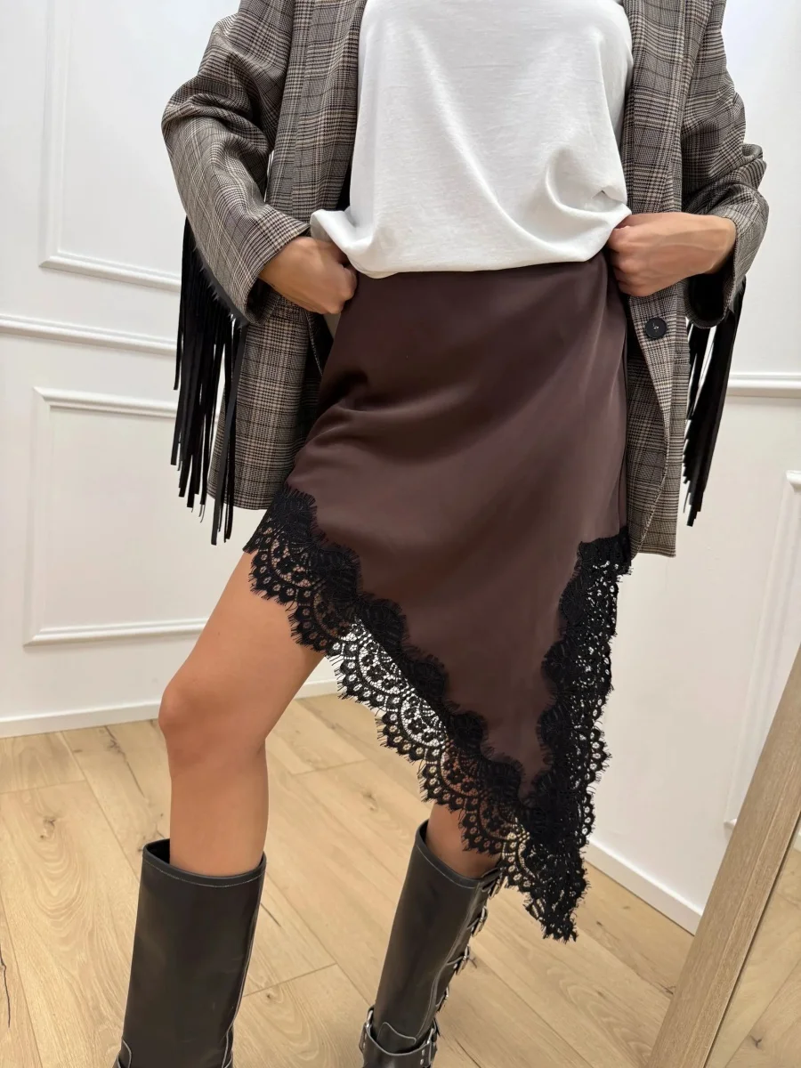 

Women Satin Floral Lace Trim Mini Skirts Silky Low Rise A Line Half Slip Lounge Underskirt Y2k Bodycon Short Skirts