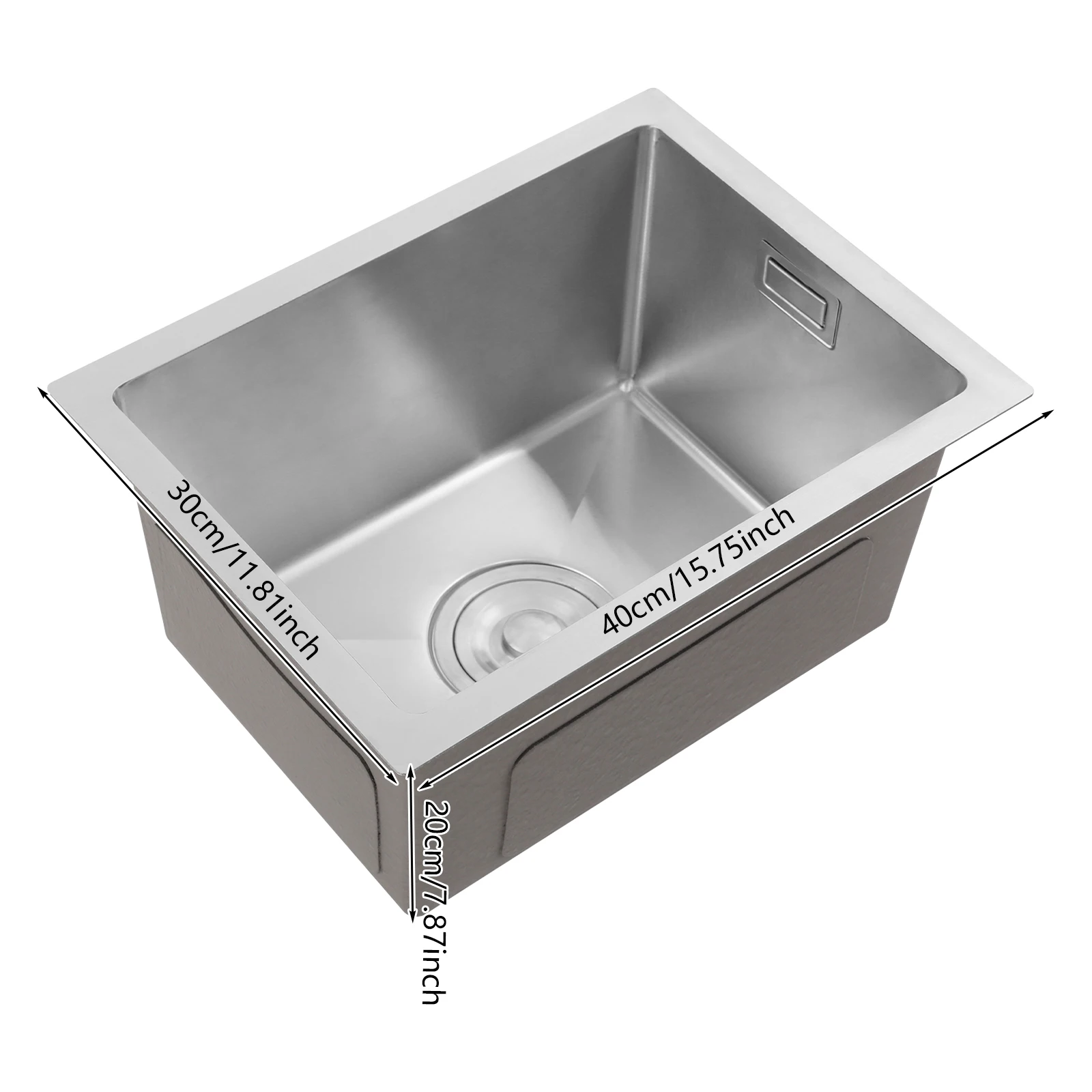 حوض مطبخ من الفولاذ المقاوم للصدأ على/تحت/مركز |   حوض غسيل المياه بفتحة واحدة 40*30*20 سم