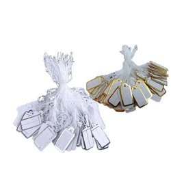 100-500pcs Jewelry String Cord Price Tags Custom Printing Blank Label Gold Silver Display Accessories Jewellery Store