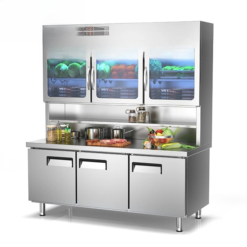 

Stainless steel display cabinet super large capacity fruit and vegetable fresh meat commercial ordering cabinet freezer refrig