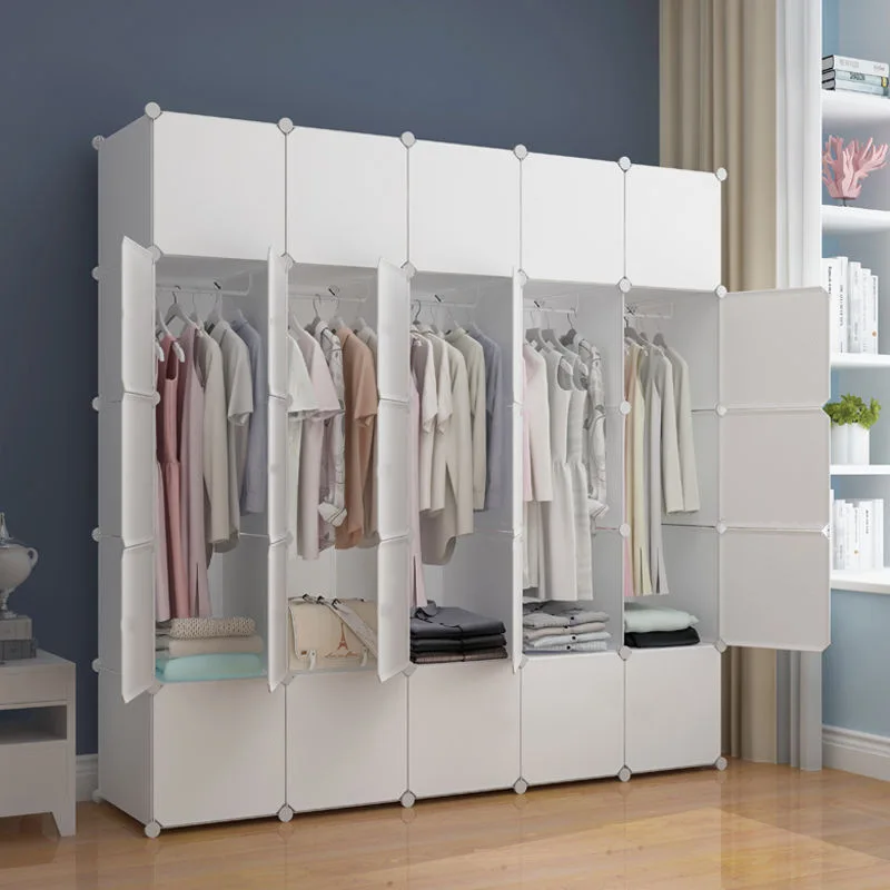 

Multifunction Home Bedroom Furniture Folding Storage Dressing Clothe Cabinet Cloth Partition Rack Plastic Wardrobe