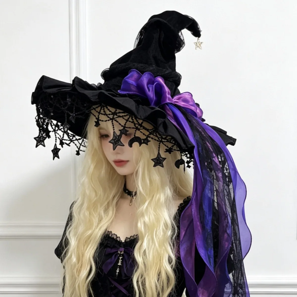 chapeu-de-bruxa-de-veludo-com-renda-e-pingente-de-lua-para-fantasias-de-halloween-carnaval-festas-e-cosplay