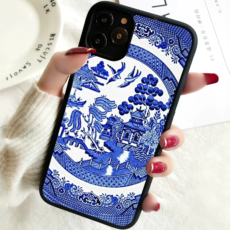 5 5S SE 2020 Phone Cover Case for iPhone 6 6S 7 8 PLUS X XS XR 11 12 13 MINI 14 PRO MAX Rubber Silicone  blue willow china value