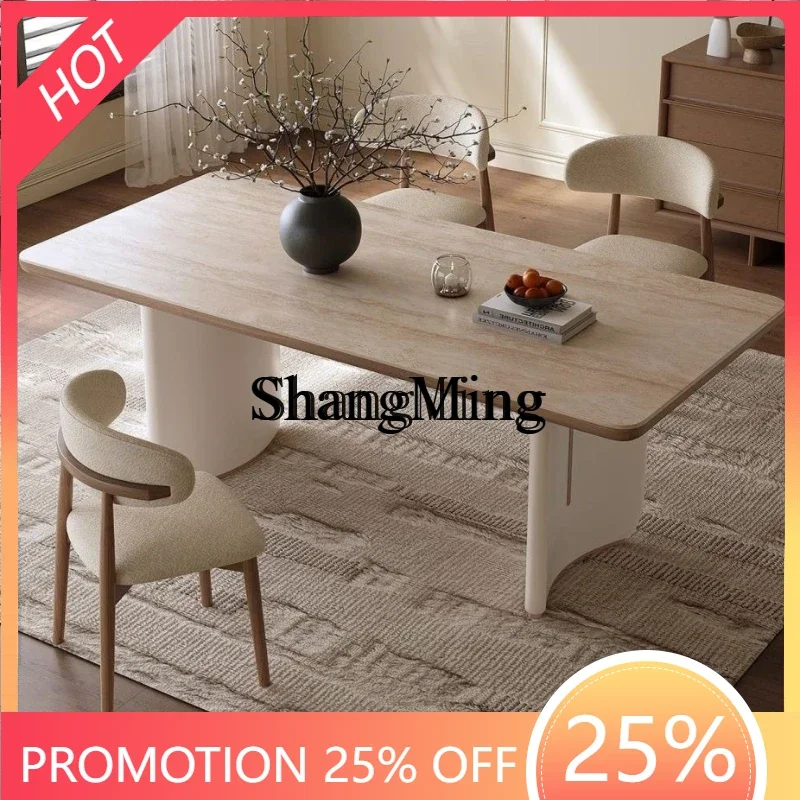 

SM small apartment dining table combination dining table square solid wood dual-purpose simple log dining table