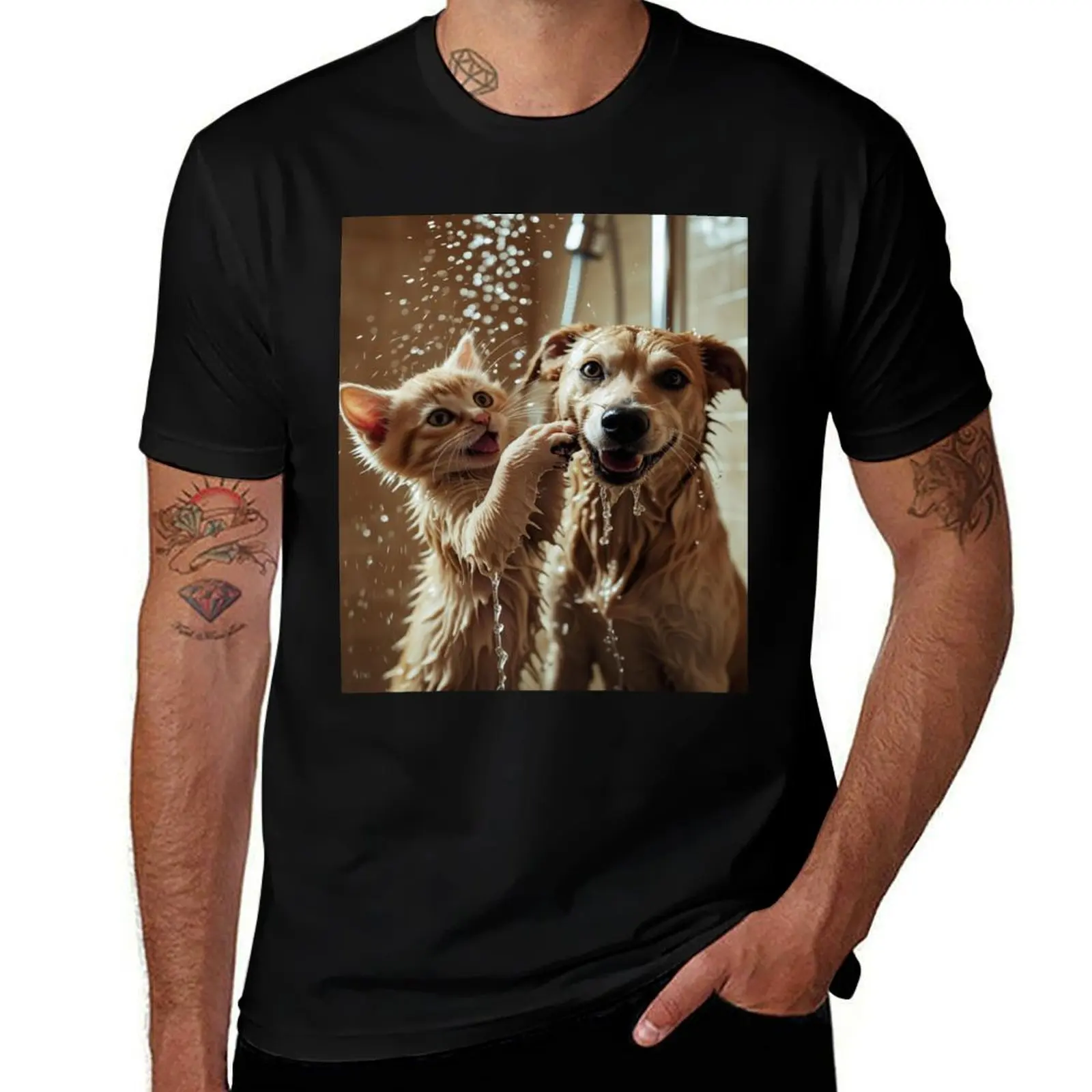 

Realistic Dog and Cat Portrait – Detailed Animal Art for Pet Lovers T-Shirt summer top customizeds Louboutins mens t shirts pack