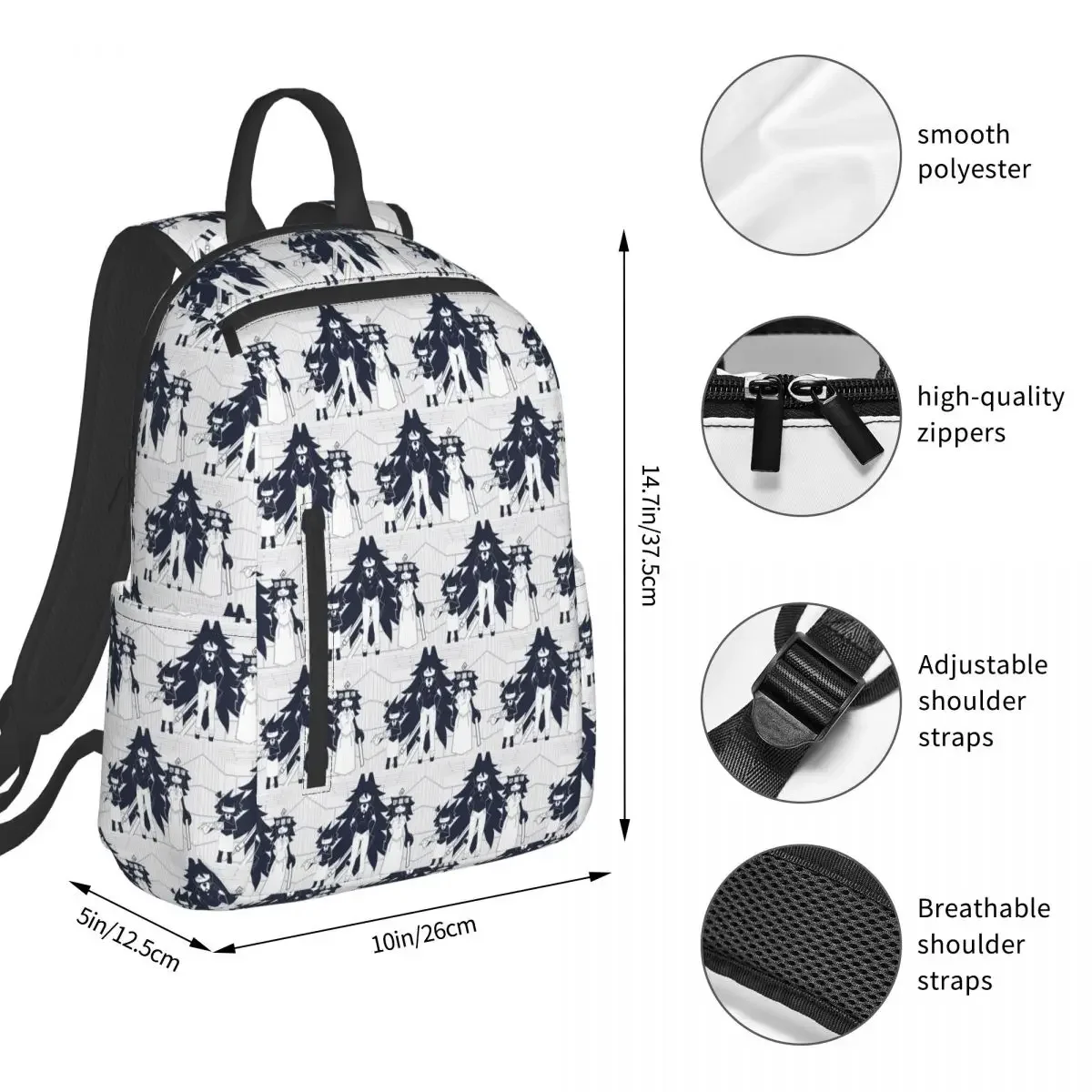 FPE Miss Circle Doodle Cartoon Game Backpack Student BookBag Kids School Bag Computer Shoulder Bags Boys Girls