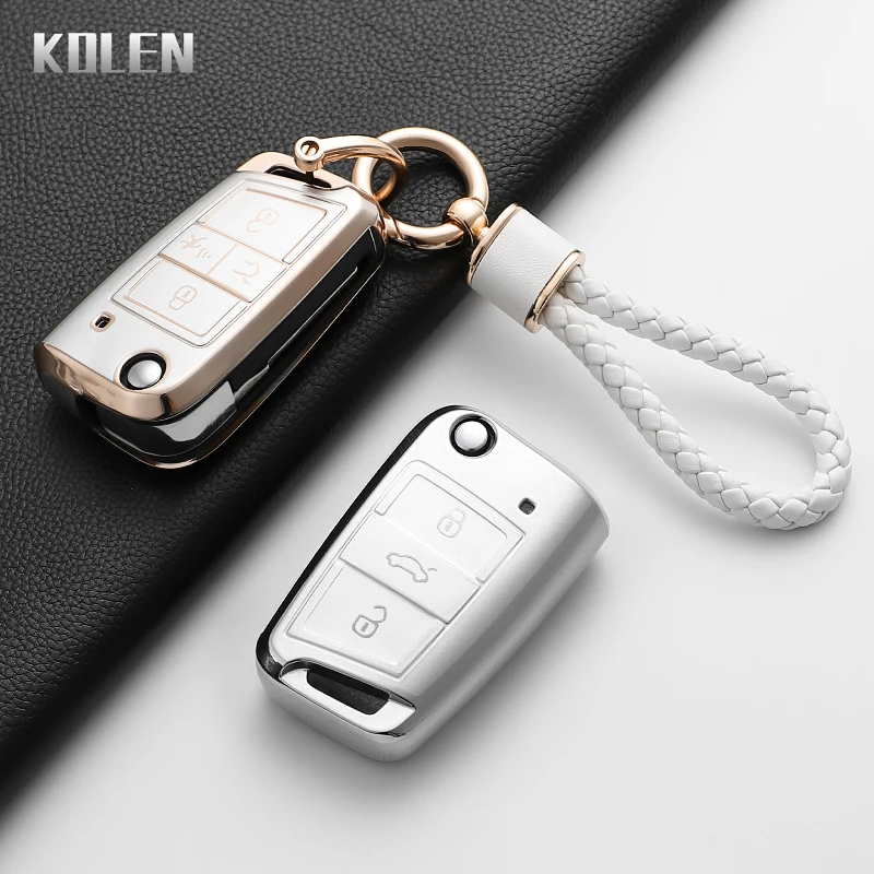

For VW Volkswagen Golf 7 MK7 Tiguan MK2 For SEAT Ateca Leon FR 2 Ibiza TPU Car Remote Key Cover Case Smart Keyless Accessories