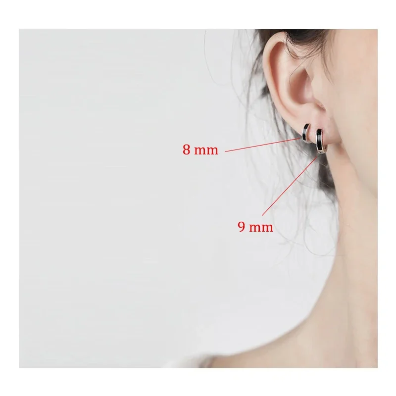 Women's Fashion Small Hoop Earrings Simple Tiny Huggies Black/White Epoxy Copper Round Circle Hoops For Men Trendy Ear Accessory