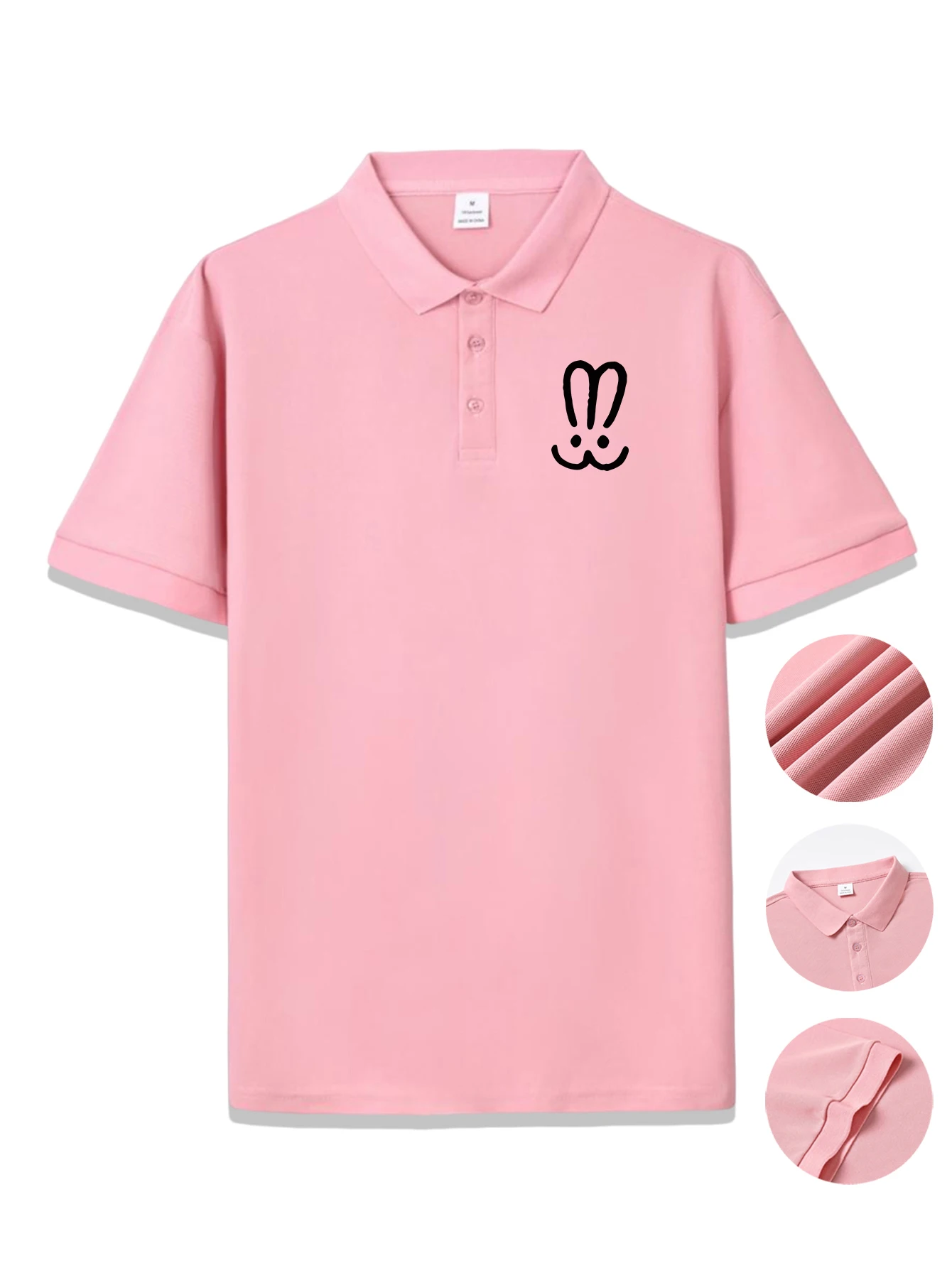 

Little Rabbit Printed Revers Polo Shirt Female Summer Comfortable Casual Short Sleeve Multicolor Soft Clothes Women Basics Top