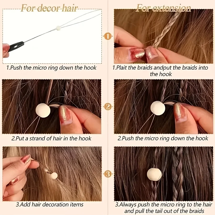 3pcs/pack Random Color bead leader, braiding, wig braiding tool