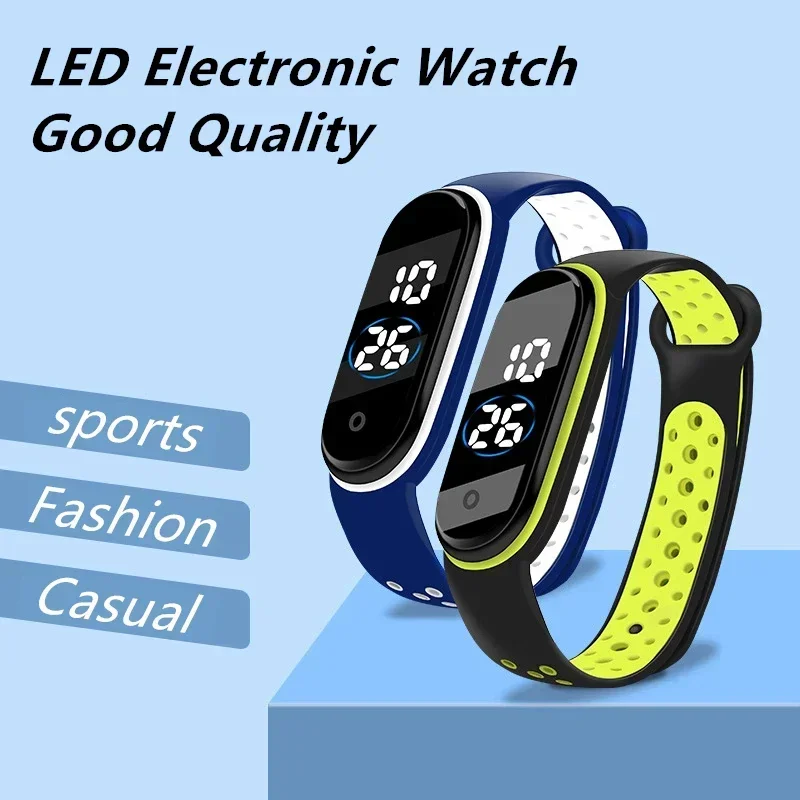 Fashion Sports Watch for Kids Children Waterproof Led Digital Watch Ultra-light Two Tone Strap Teen Student Smart Touch Watches