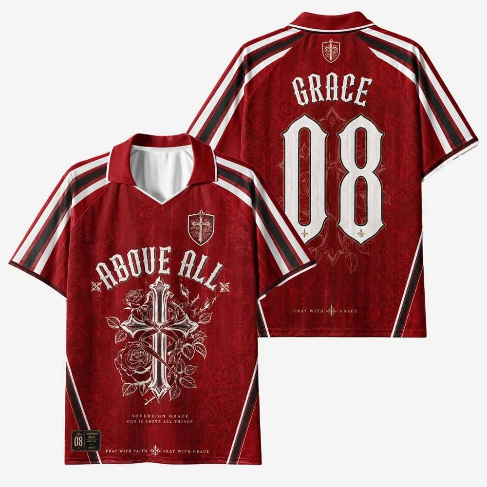 2026 New Lapel Polo Short Sleeved Shirt Retro Christian Cross Religious Pattern Printed T-shirt Fitness Training T-shirt