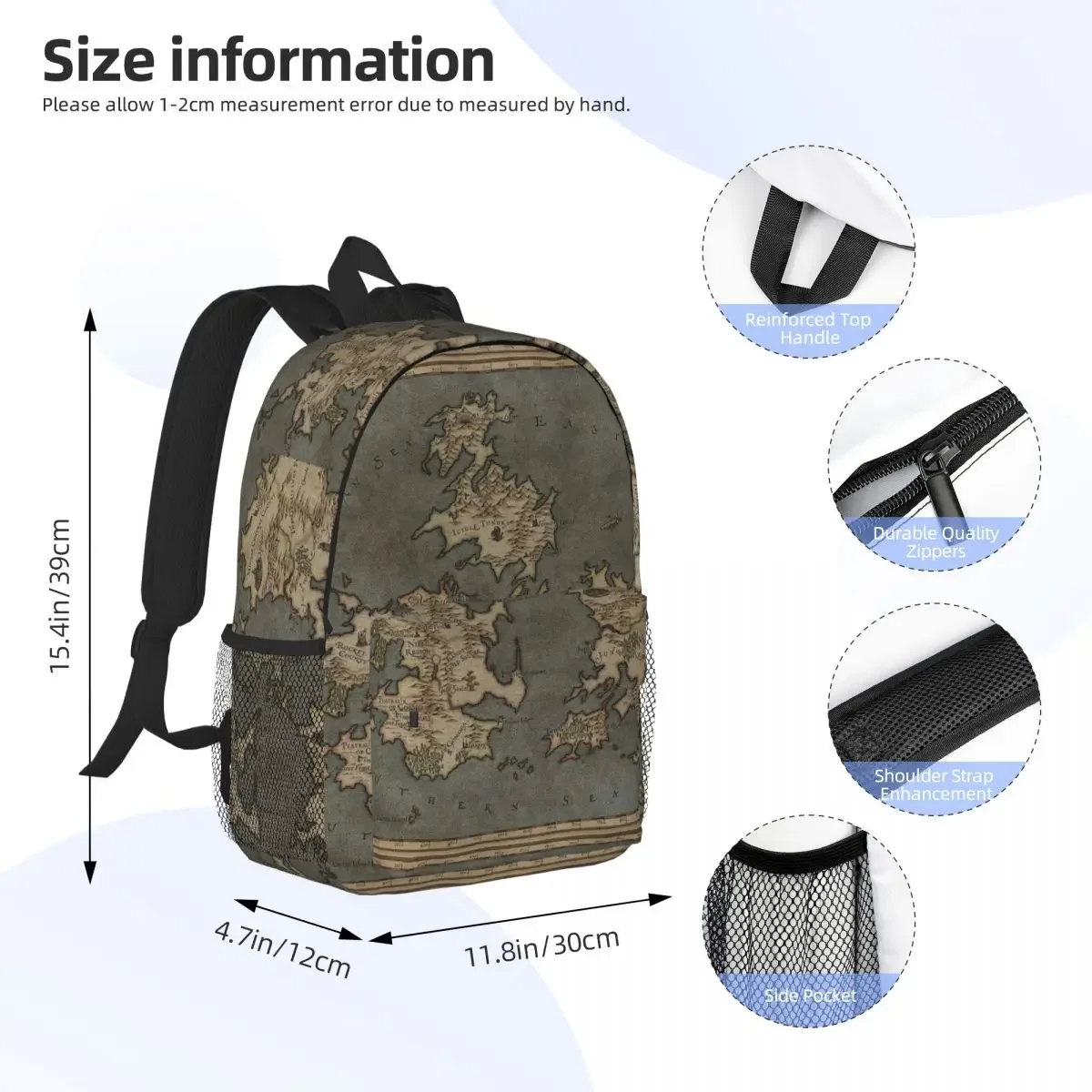 Final Fantasy VII Gaia - Giclee Map Backpacks Teenager Bookbag Cartoon Children School Bags Laptop Rucksack Shoulder Bag