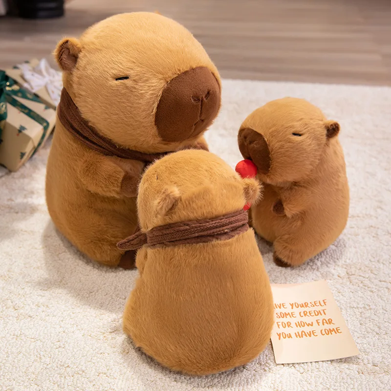 Capybara Plush Toy with Scarf- Cute Capybara Stuffed Animal for Adults - Soft and Kawaii Capibara Plushie
