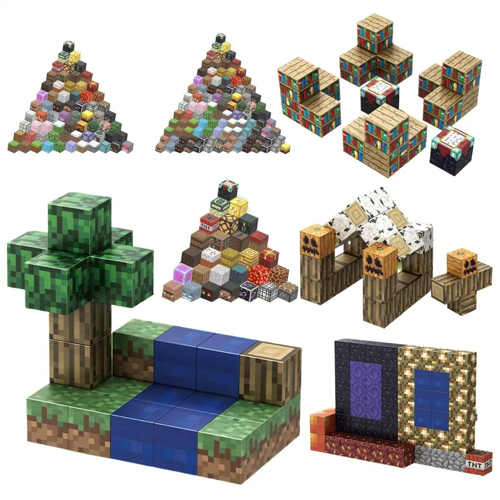 Hot Sale Available 300+ Styles Minecrafte Magnetic Blocks Building Bricks MC Kids DIY 2x2CM 6-Sided Magnetic Blocks Minifigures