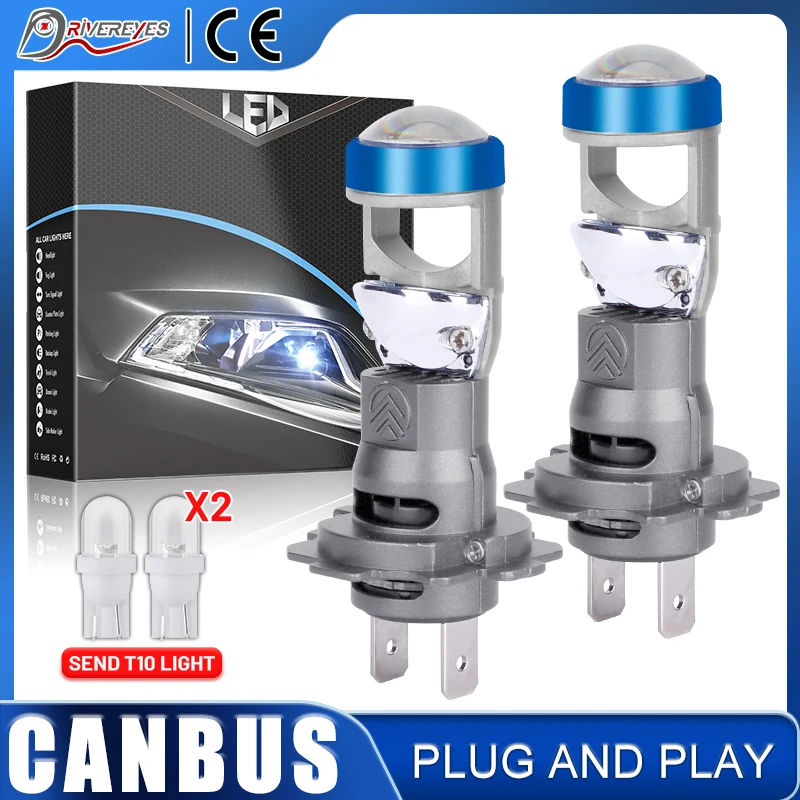 Double Lens Mini Car Headlight H7 Lamp Projector LED Bulb Canbus 120W 6000K 30000LM 12V Hi/Low Beam Auto motocycles Headlamp