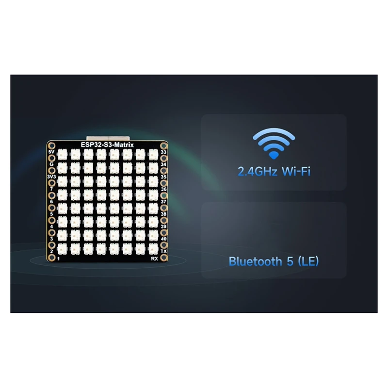 ESP32-S3 Development Board WiFi Bluetooth Matrix 8x8 RGB-LED with QST Attitude Gyro Sensor QMI8658C for Python-A23U