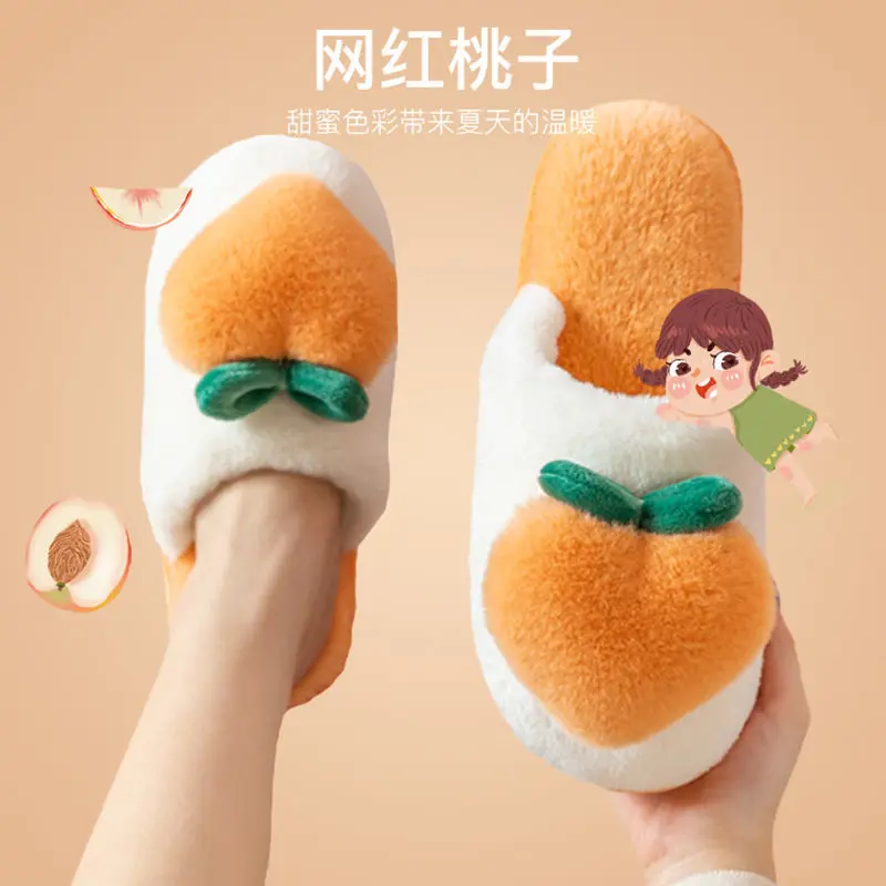 Pantofole per la casa pesca Chinelos infradito da donna pelliccia di cartone animato inverno caldo antiscivolo scarpe da pavimento Kawaii