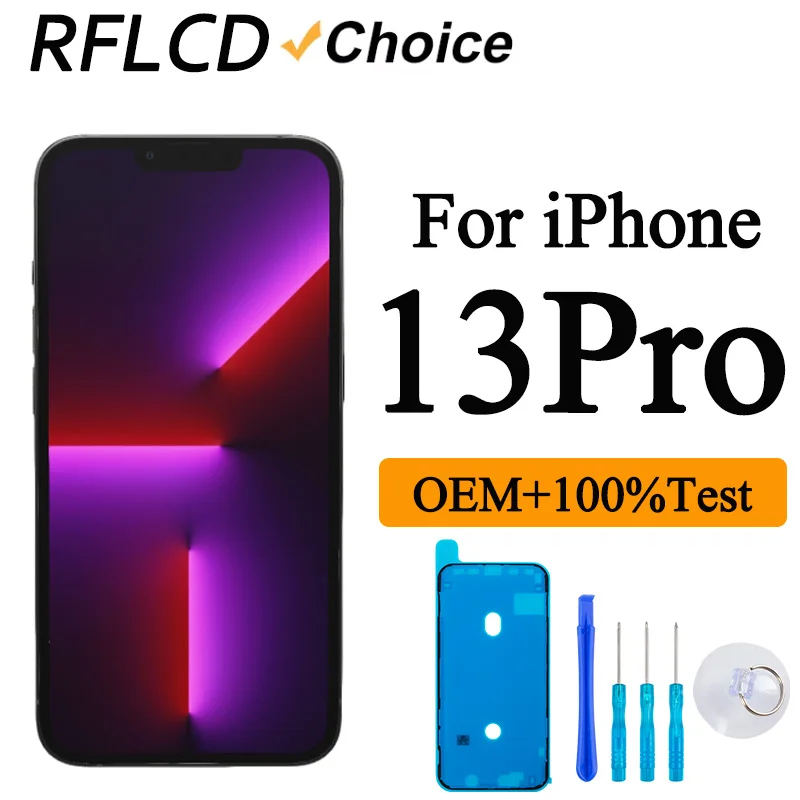 RFLCD OLED-дисплей для iPhone 13 Pro, 100% протестированная сенсорная панель в сборе, запасные части A2638 A2483 A2636 A2639