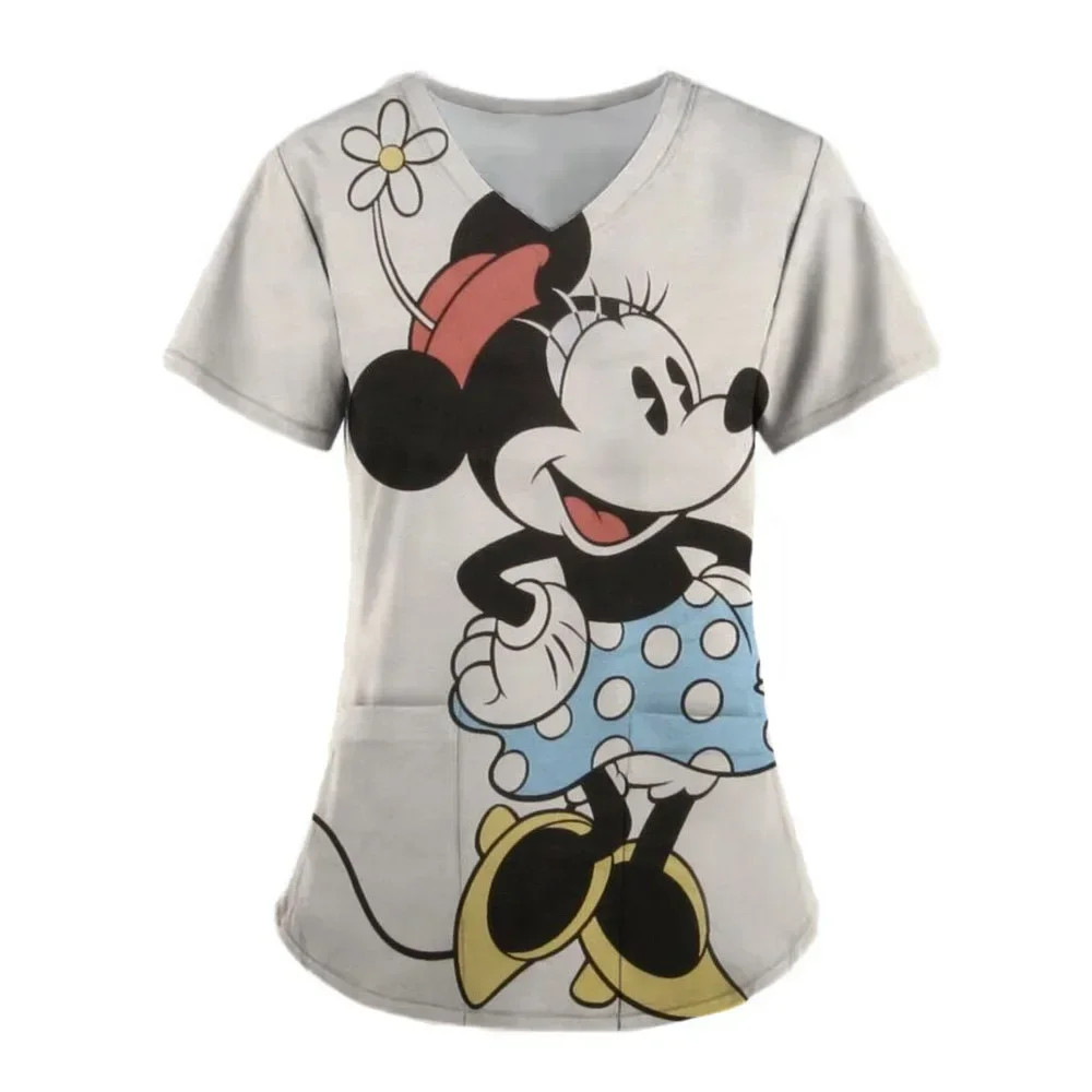 

Топ 2022, униформа медсестры, топ, женская карманная одежда для кормления, больница, Микки Маус, Дисней, v-образный вырез, салон красоты, домашнее животное, доктор 2024