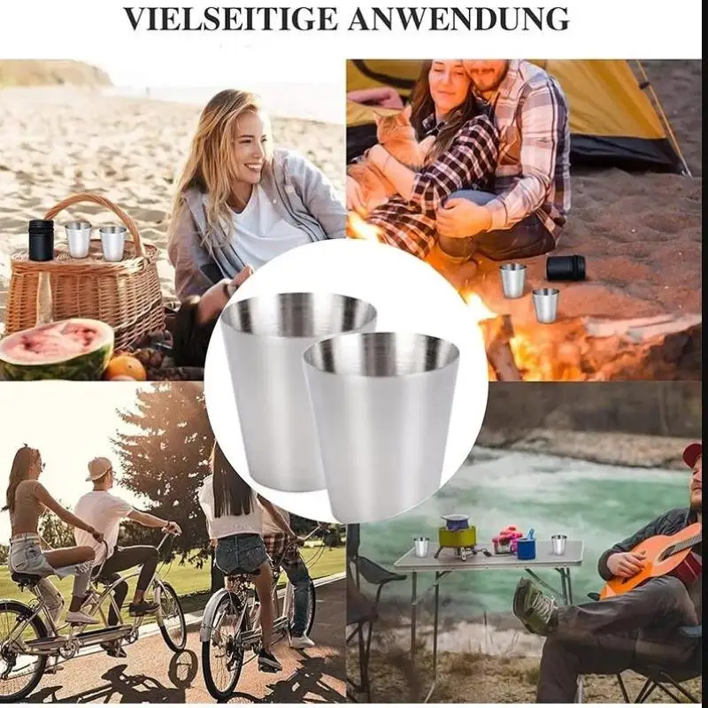 NEW 4pcs/Set Stainless Steel Glass Set Outdoor Small Glasses Set Travel Picnic Cup Set 30/70/170ml