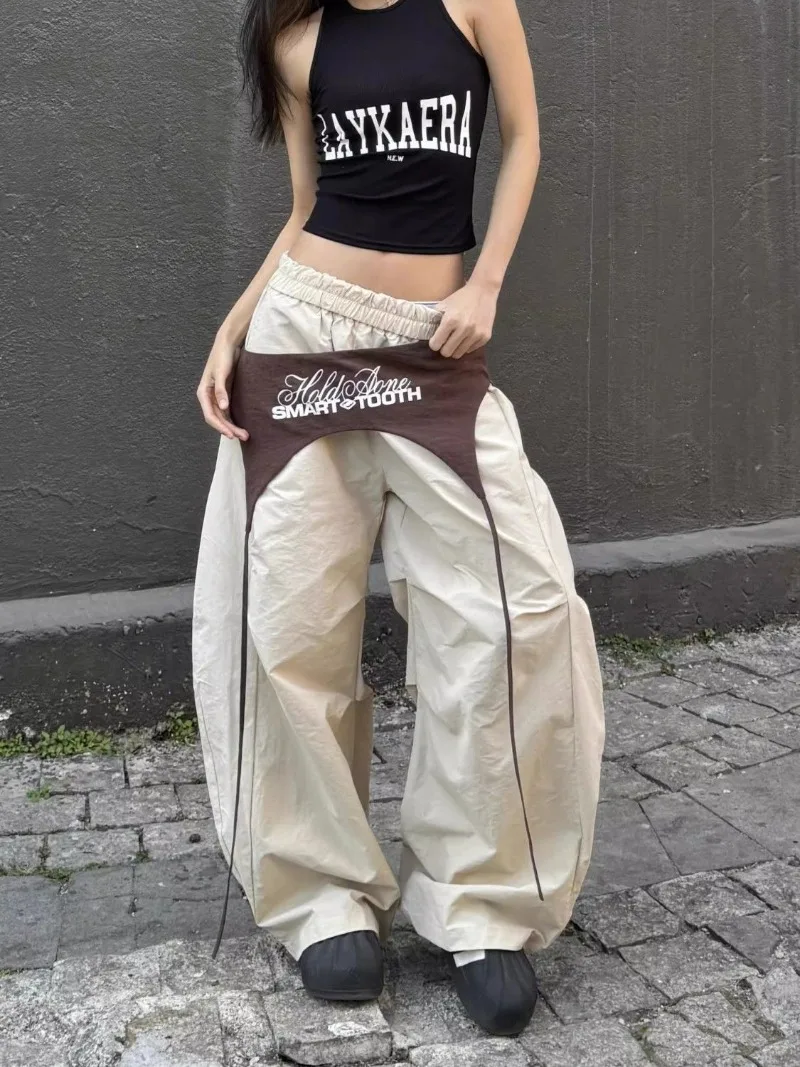 プリントスウェットパンツ女性服ファッションヒップホップスプライシングストリート女性パンツルーズカジュアルジョガー女性ズボン